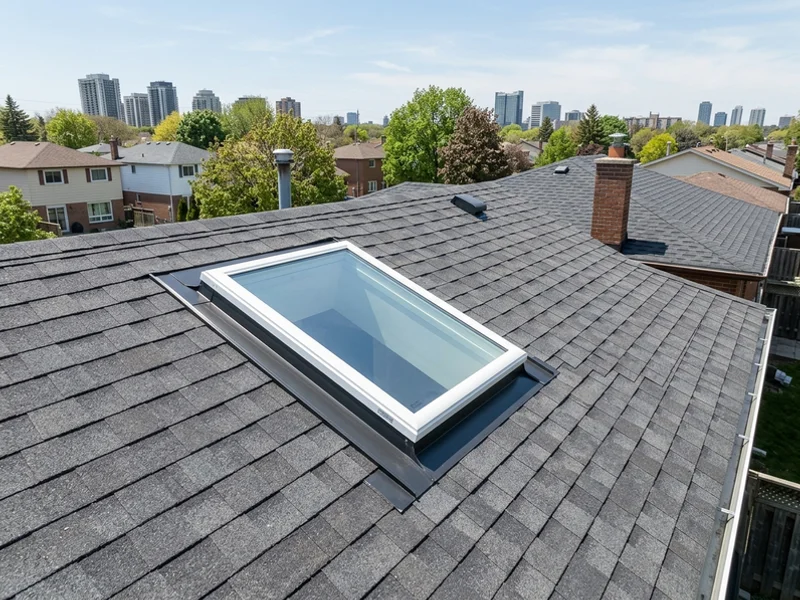 New Velux FS with fresh flashing kit in an existing opening on a Mississauga roof