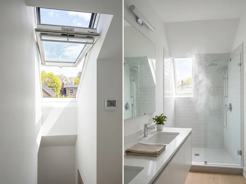 Bathroom smart skylight open for steam venting
