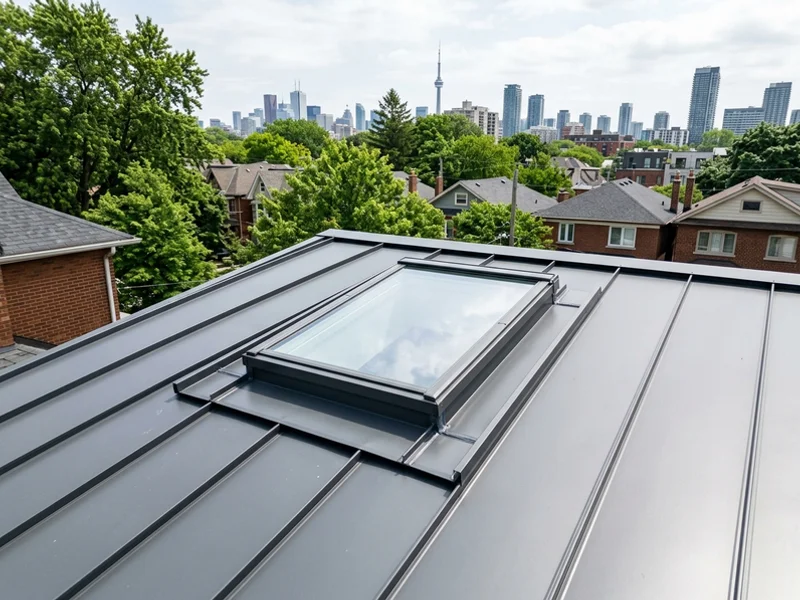 Velux EDW flashing kit installed on a metal roof
