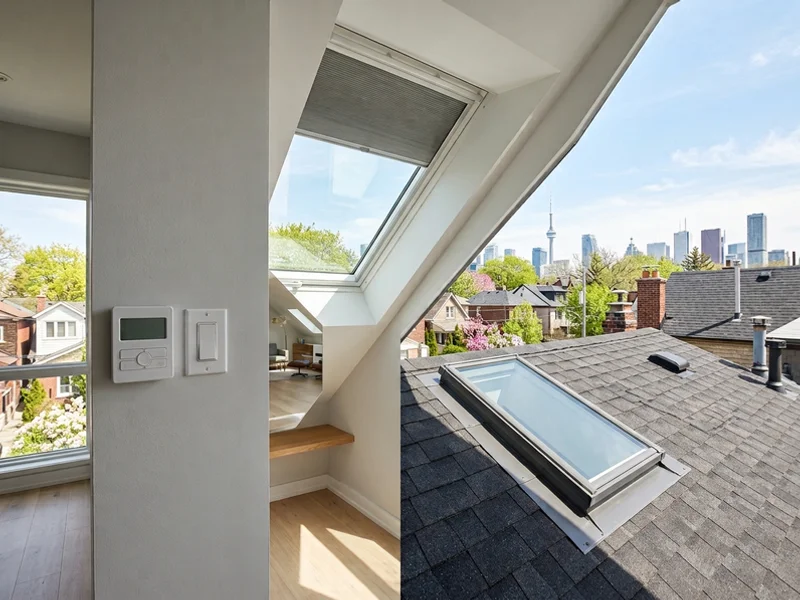 Velux KLR 200 keypad mounted beside a light switch