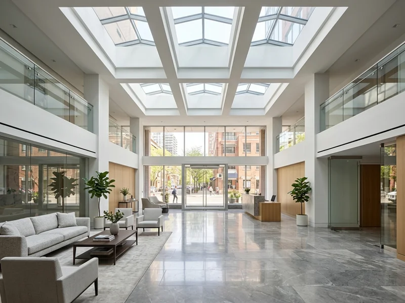 Yorkville condo lobby atrium 6-skylight retrofit, $42,000, 4 days