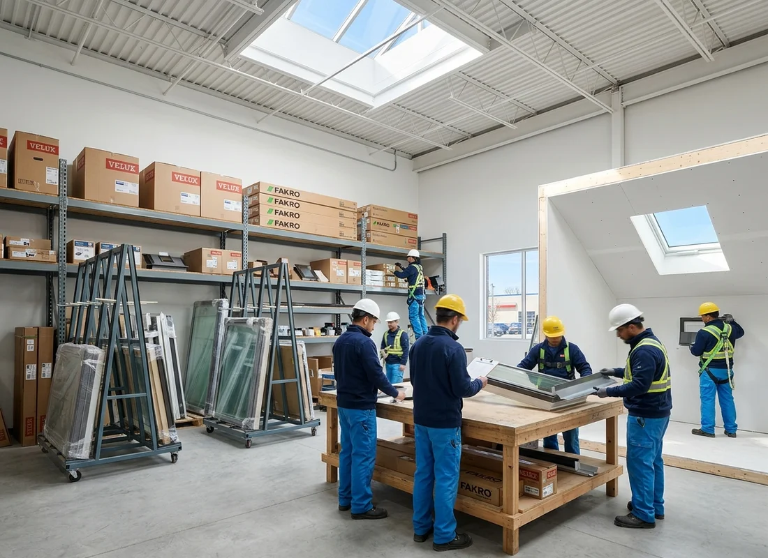 Workshop stocked with Velux and Fakro units, flashing kits and glass panels